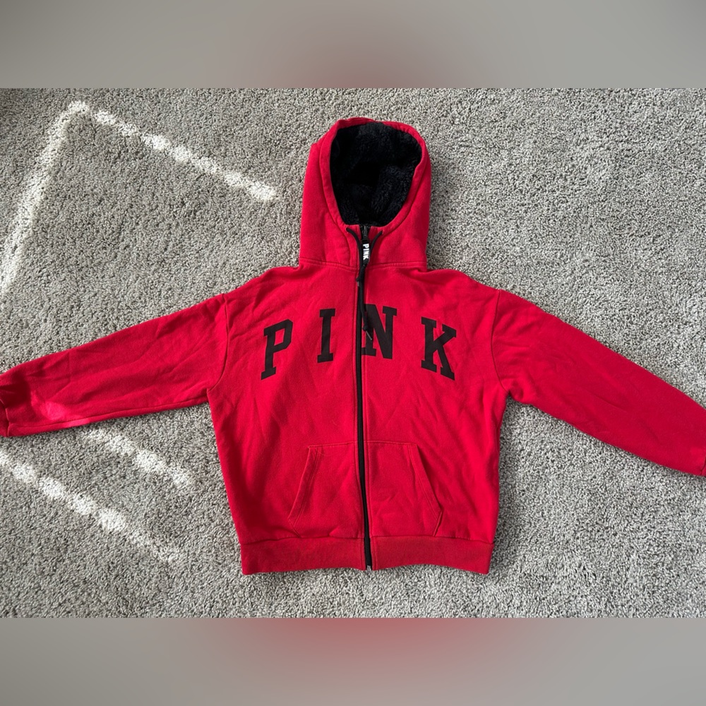 PINK size small zip up red hoodie